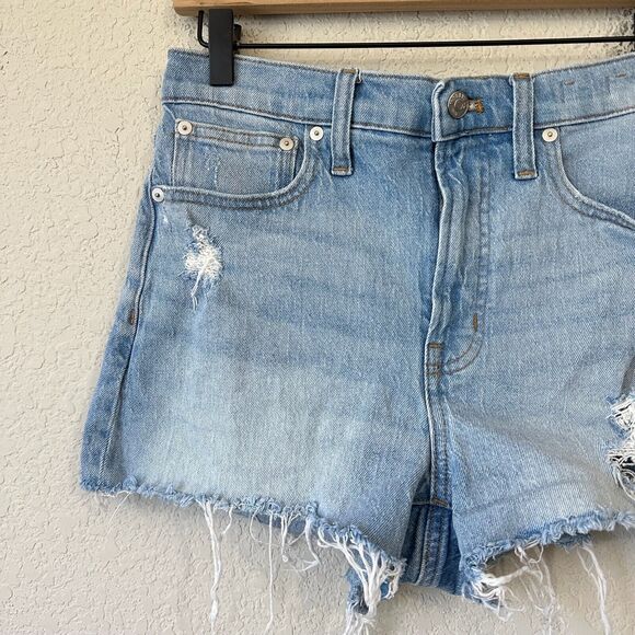 MADEWELL The Perfect Jean Shorts Blue Denim High Rise Distressed - Picture 4 of 11